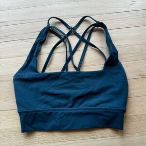 Teal BuffBunny Collective Square Neck Strappy Sports Bra, Medium